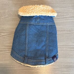 GAP Denim Dog Jacket with Cream Fur Collar